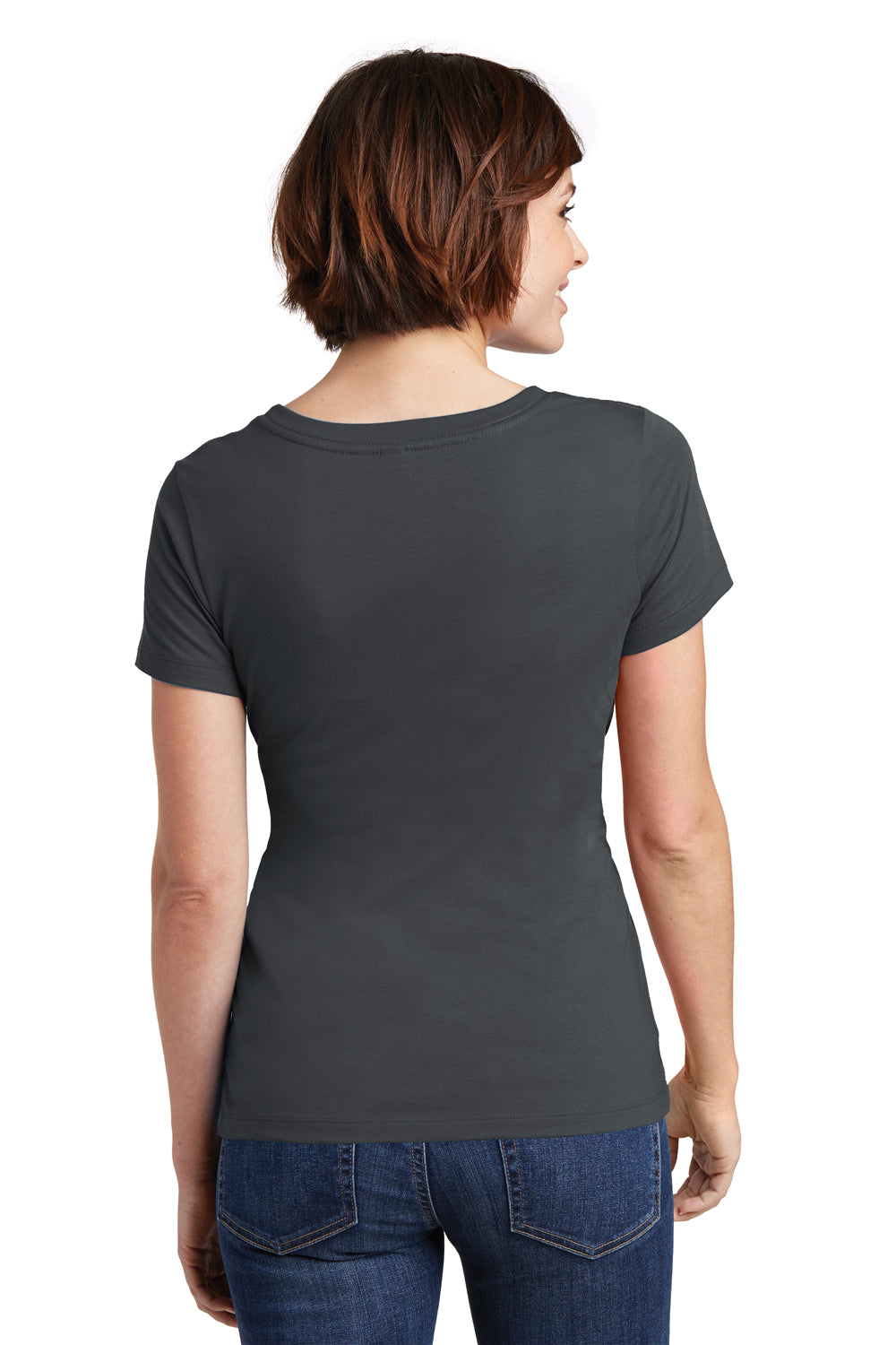 District DM106L Womens Perfect Weight Short Sleeve Scoop Neck T-Shirt Charcoal Grey Back