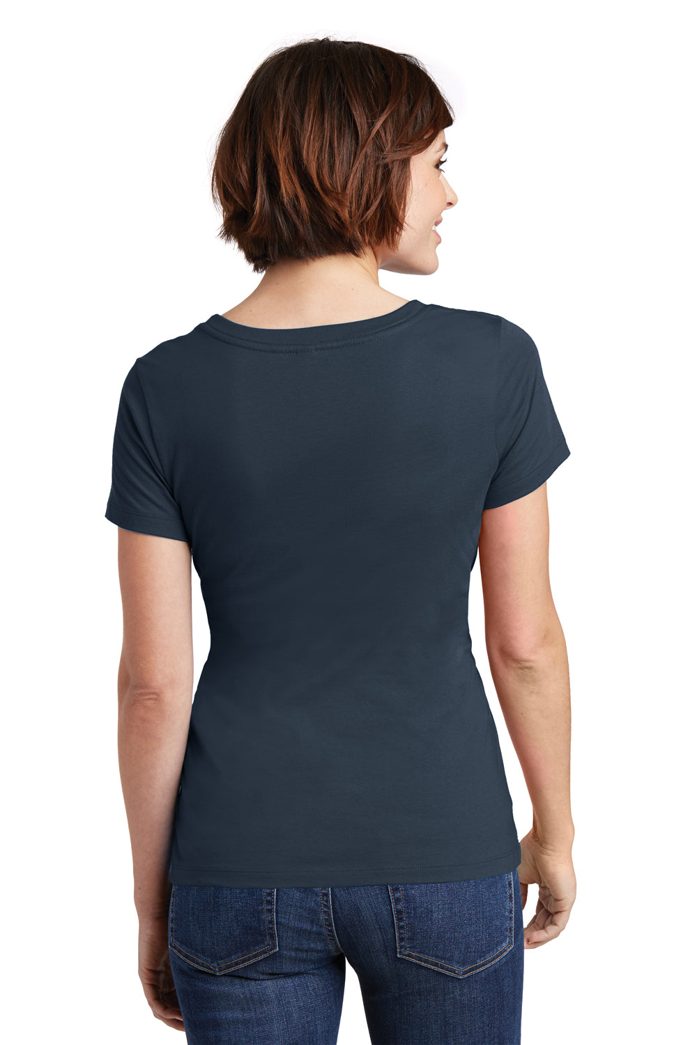 District DM106L Womens Perfect Weight Short Sleeve Scoop Neck T-Shirt Navy Blue Back