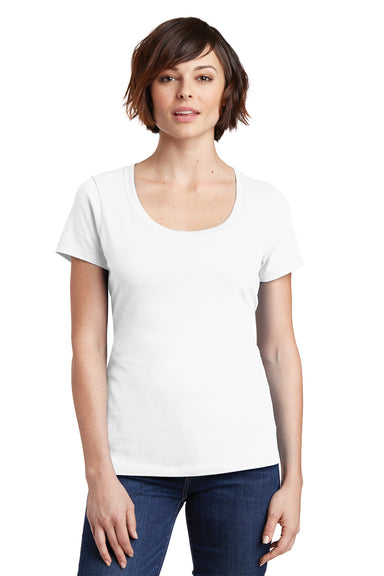 District DM106L Womens Perfect Weight Short Sleeve Scoop Neck T-Shirt White Front