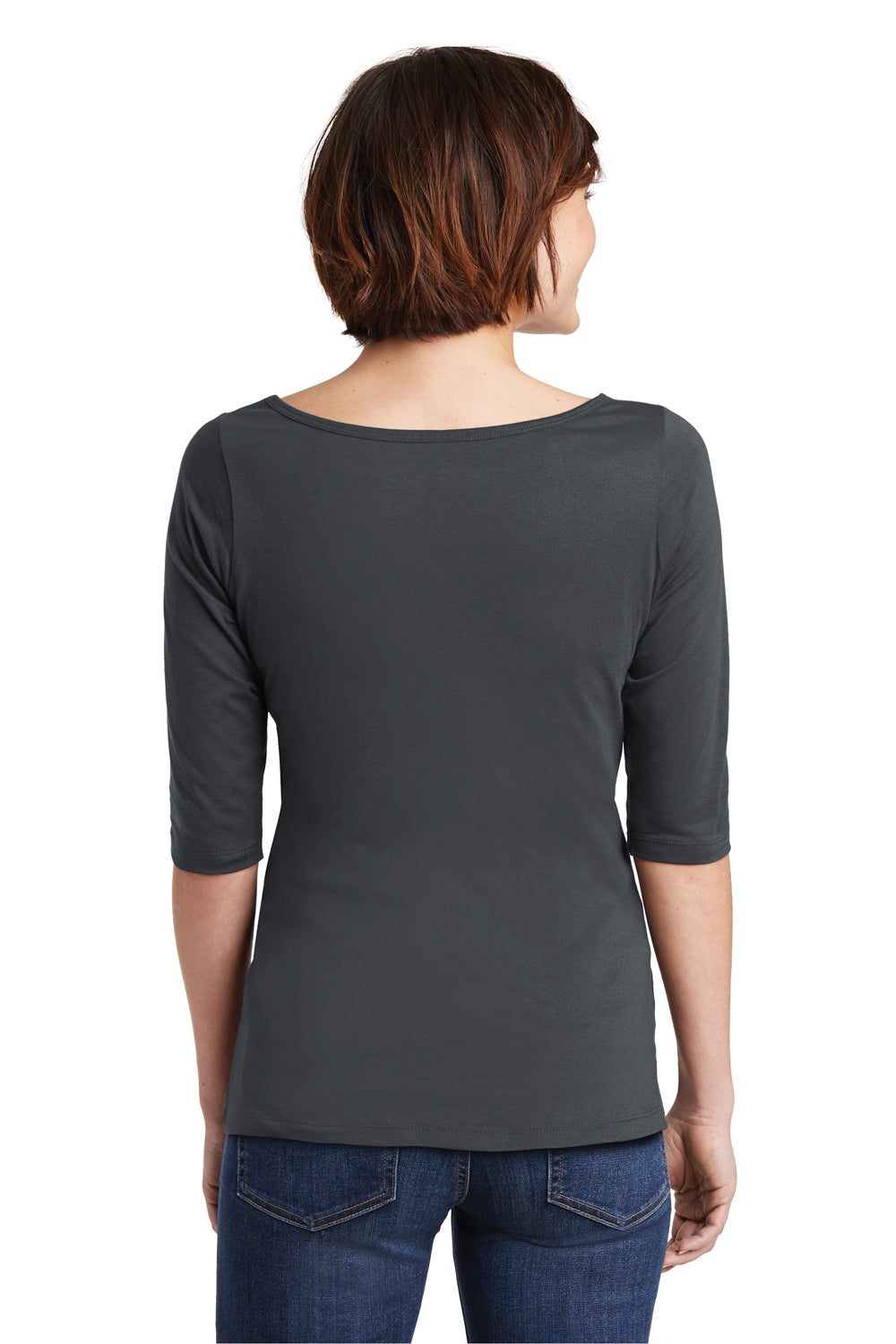 District DM107L Womens Perfect Weight 3/4 Sleeve T-Shirt Charcoal Grey Back
