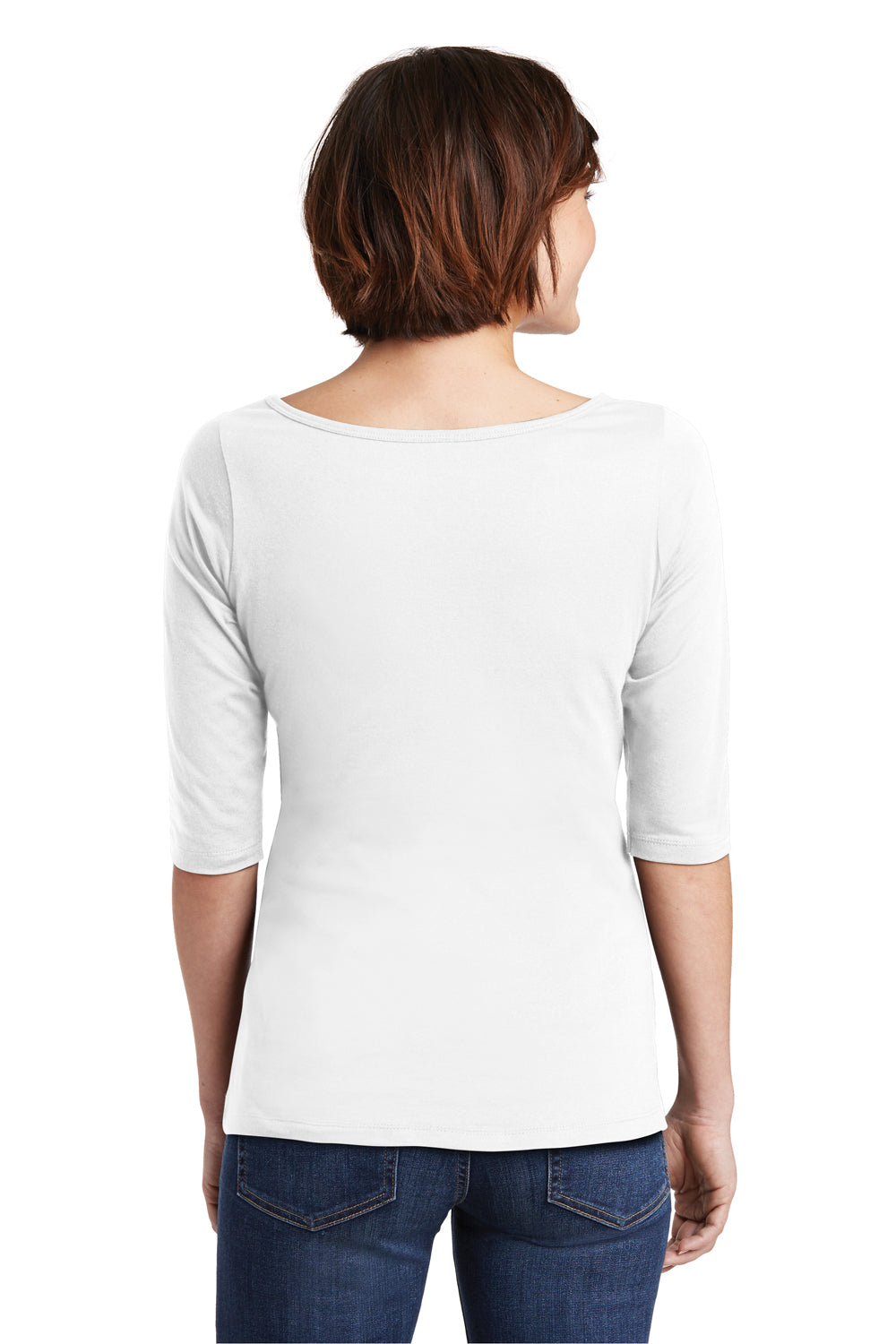 District DM107L Womens Perfect Weight 3/4 Sleeve T-Shirt White Back