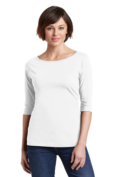 District DM107L Womens Perfect Weight 3/4 Sleeve T-Shirt White Front