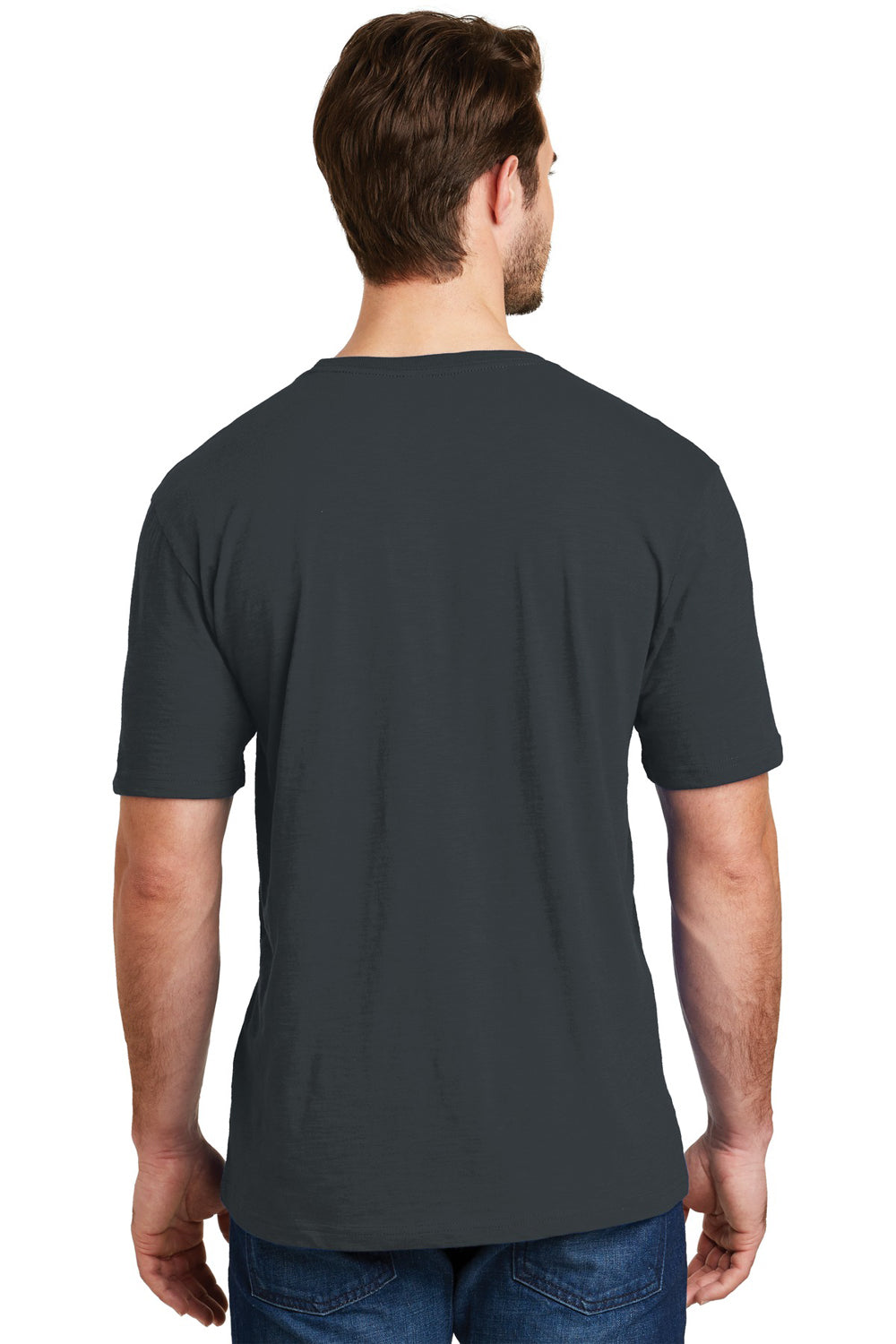 District DM108 Mens Perfect Blend Short Sleeve Crewneck T-Shirt Charcoal Grey Back