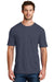 District DM108 Mens Perfect Blend Short Sleeve Crewneck T-Shirt Heather Navy Blue Front