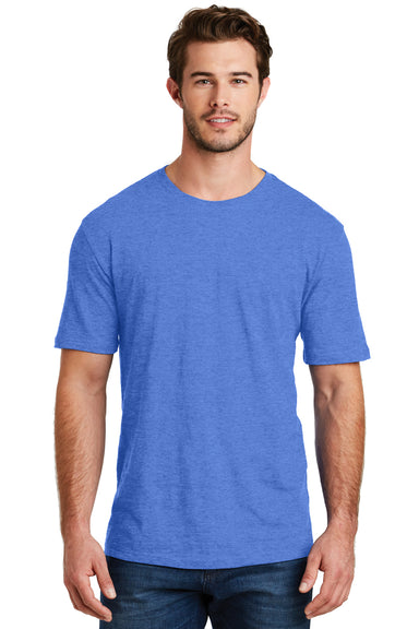 District DM108 Mens Perfect Blend Short Sleeve Crewneck T-Shirt Heather Royal Blue Front