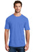 District DM108 Mens Perfect Blend Short Sleeve Crewneck T-Shirt Heather Royal Blue Front