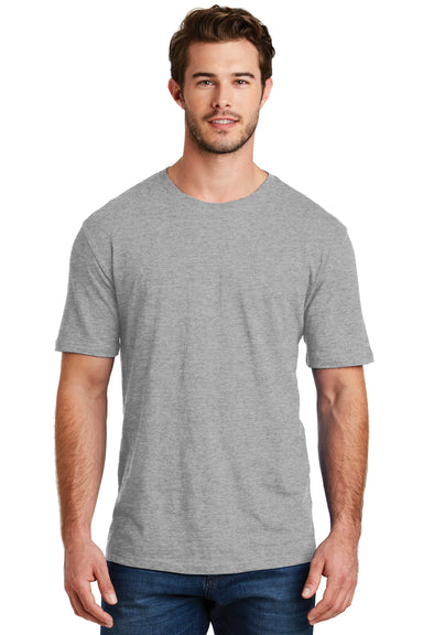 District DM108 Mens Perfect Blend Short Sleeve Crewneck T-Shirt Heather Light Grey Front