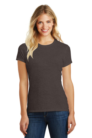 District DM108L Womens Perfect Blend Short Sleeve Crewneck T-Shirt Heather Brown Front