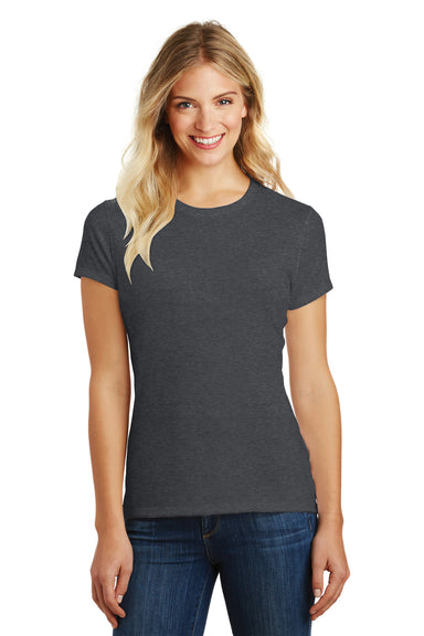 District DM108L Womens Perfect Blend Short Sleeve Crewneck T-Shirt Heather Charcoal Grey Front