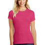 District Womens Perfect Blend Short Sleeve Crewneck T-Shirt - Heather Watermelon Pink - Closeout
