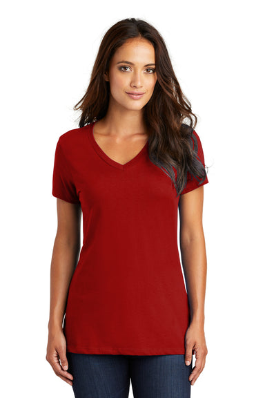 District DM1170L Womens Perfect Weight Short Sleeve V-Neck T-Shirt Red Front