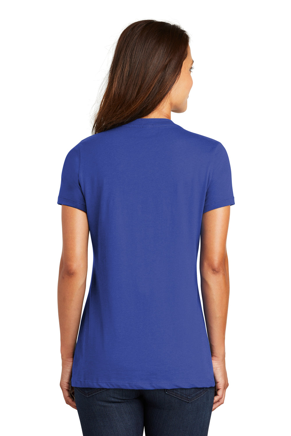District DM1170L Womens Perfect Weight Short Sleeve V-Neck T-Shirt Royal Blue Back