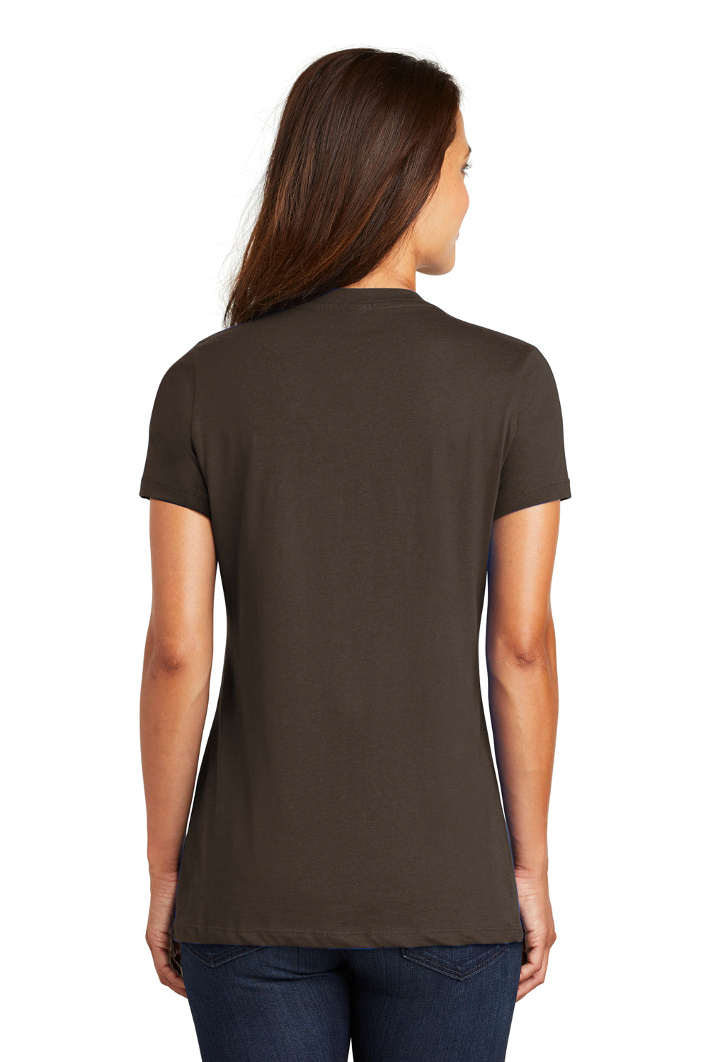 District DM1170L Womens Perfect Weight Short Sleeve V-Neck T-Shirt Espresso Brown Back