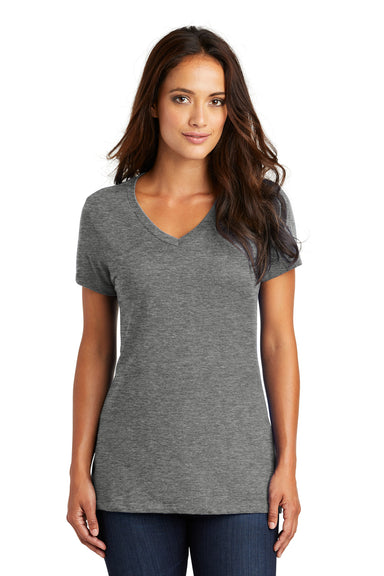 District DM1170L Womens Perfect Weight Short Sleeve V-Neck T-Shirt Heather Nickel Grey Front