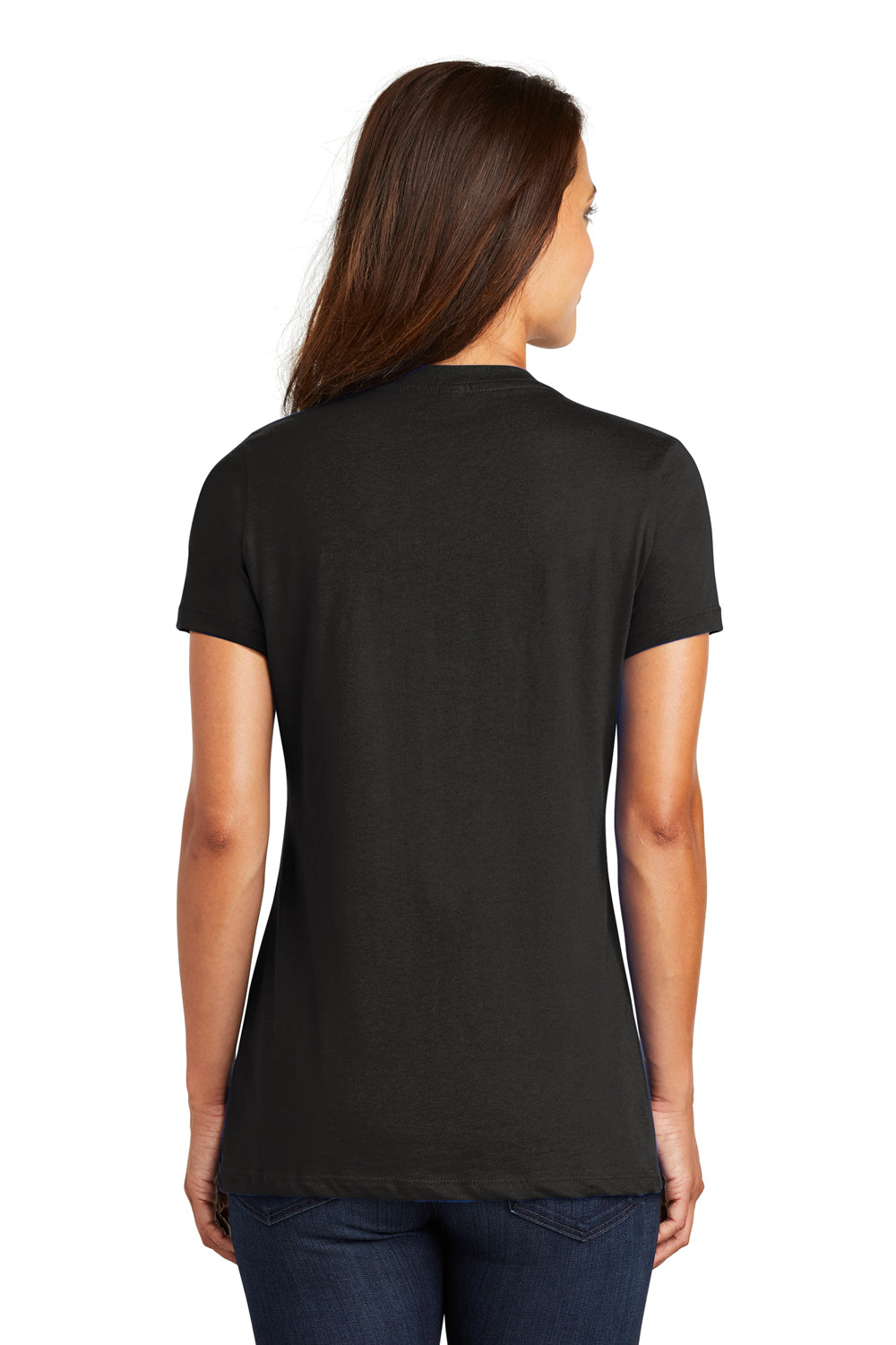 District DM1170L Womens Perfect Weight Short Sleeve V-Neck T-Shirt Black Back