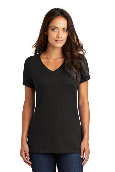 District DM1170L Womens Perfect Weight Short Sleeve V-Neck T-Shirt Black Front