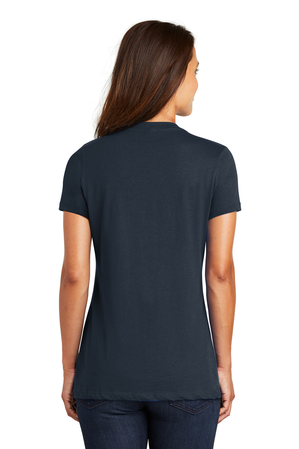 District DM1170L Womens Perfect Weight Short Sleeve V-Neck T-Shirt Navy Blue Back