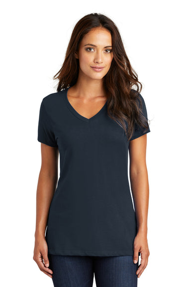 District DM1170L Womens Perfect Weight Short Sleeve V-Neck T-Shirt Navy Blue Front