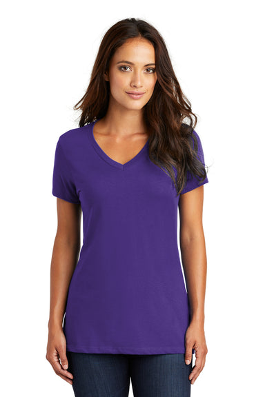 District DM1170L Womens Perfect Weight Short Sleeve V-Neck T-Shirt Purple Front