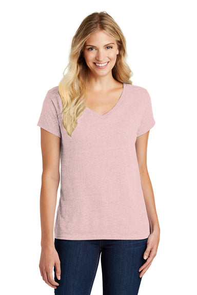 District DM1190L Womens Perfect Blend Short Sleeve V-Neck T-Shirt Heather Lavender Purple Front