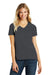 District DM1190L Womens Perfect Blend Short Sleeve V-Neck T-Shirt Heather Charcoal Grey Front