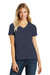 District DM1190L Womens Perfect Blend Short Sleeve V-Neck T-Shirt Heather Navy Blue Front