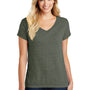 District Womens Perfect Blend Short Sleeve V-Neck T-Shirt - Heather Olive Green