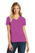 District DM1190L Womens Perfect Blend Short Sleeve V-Neck T-Shirt Heather Raspberry Pink Front