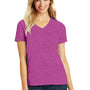 District Womens Perfect Blend Short Sleeve V-Neck T-Shirt - Heather Raspberry Pink