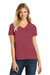 District DM1190L Womens Perfect Blend Short Sleeve V-Neck T-Shirt Heather Red Front