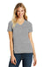 District DM1190L Womens Perfect Blend Short Sleeve V-Neck T-Shirt Heather Light Grey Front