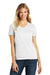 District DM1190L Womens Perfect Blend Short Sleeve V-Neck T-Shirt White Front