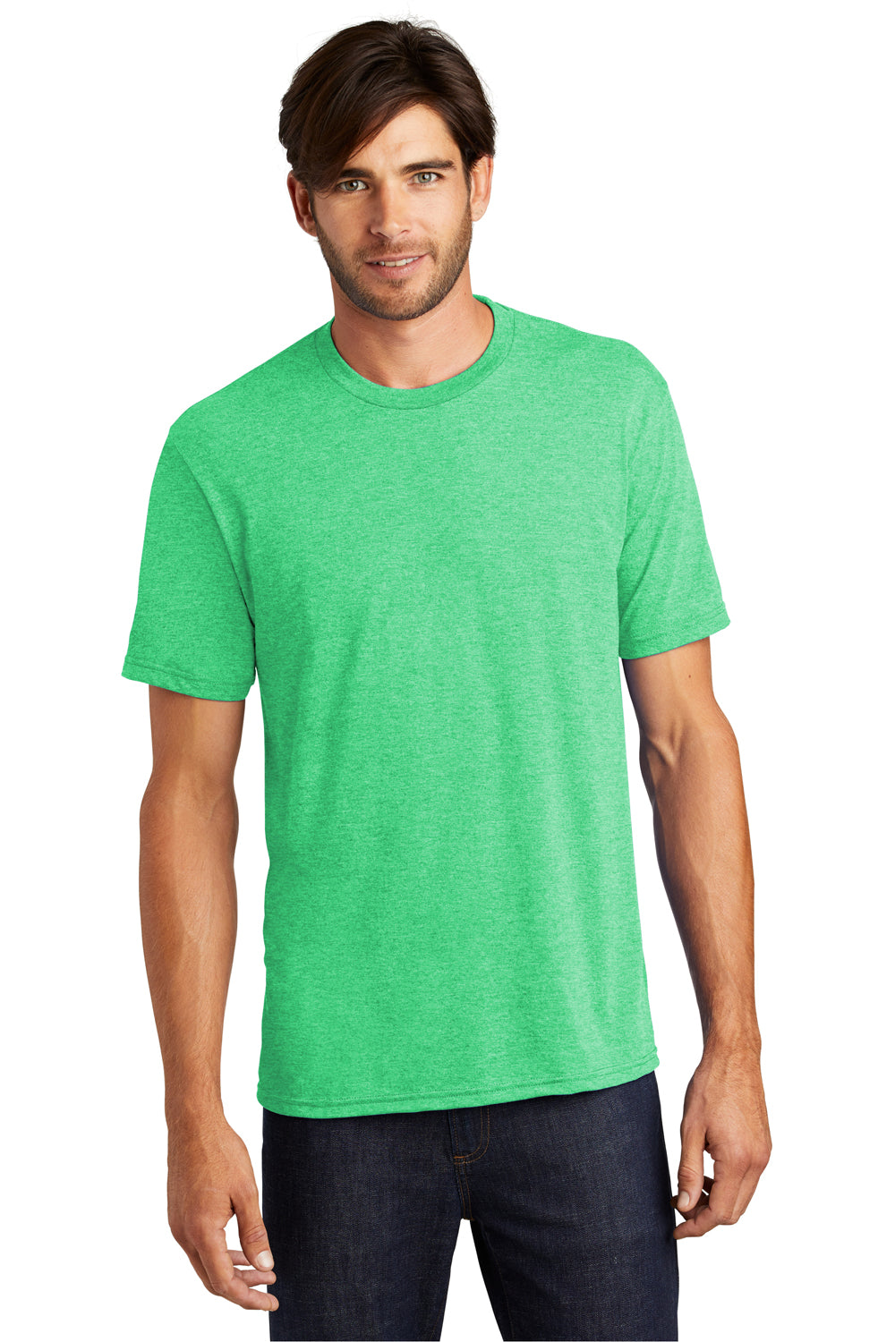 District DM130 Mens Perfect Tri Short Sleeve Crewneck T-Shirt Green Frost Front