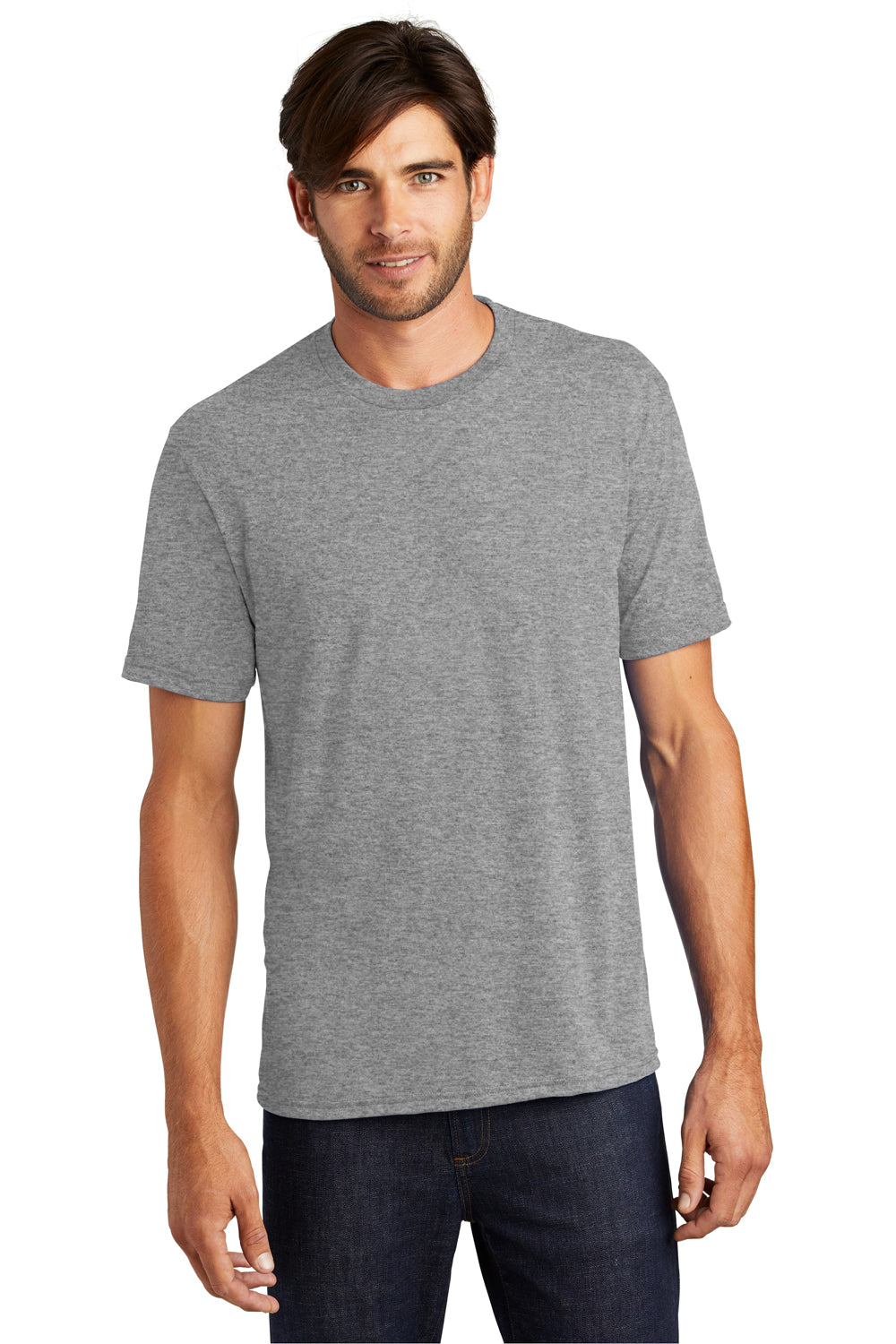 District DM130 Mens Perfect Tri Short Sleeve Crewneck T-Shirt Grey Frost Front