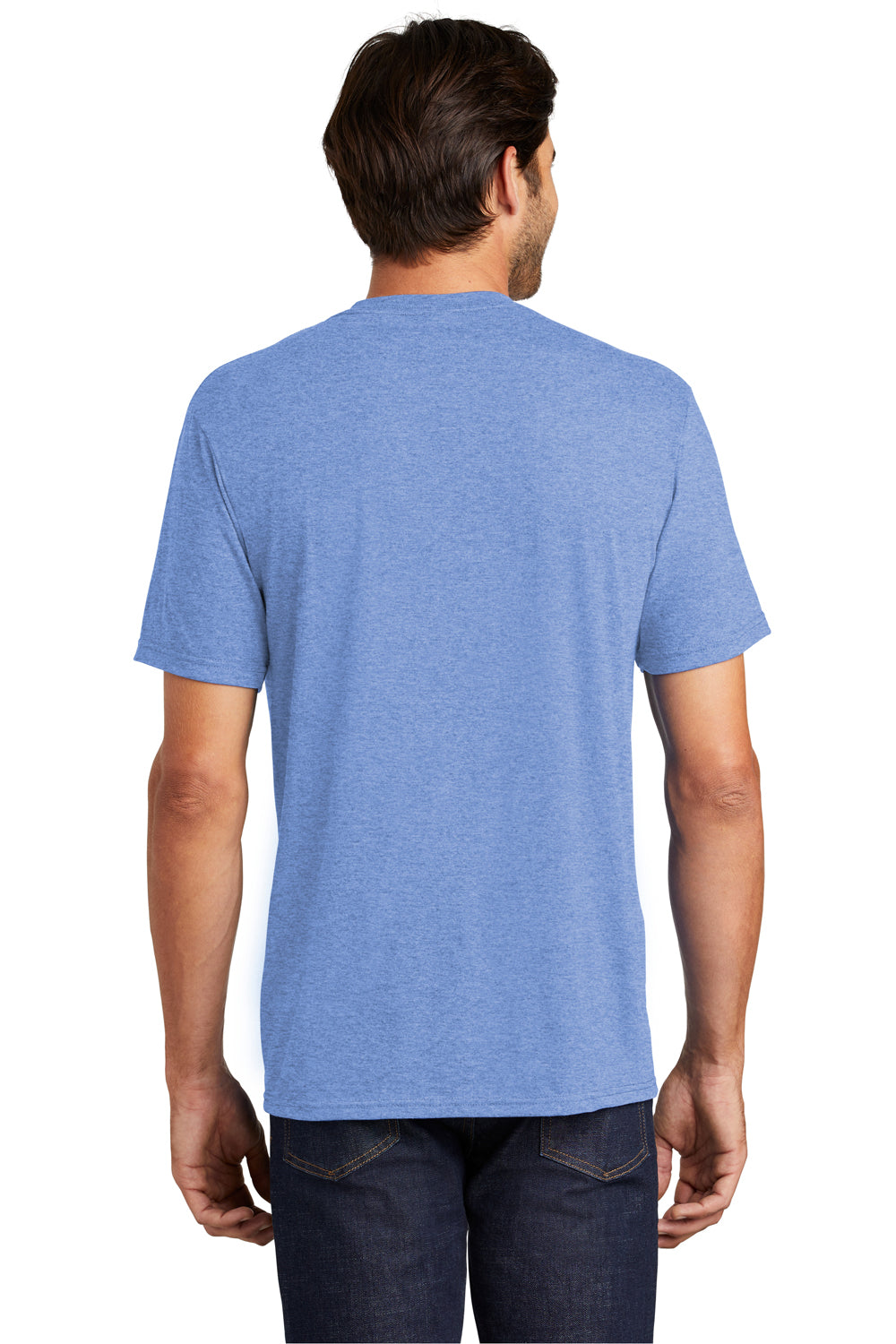 District DM130 Mens Perfect Tri Short Sleeve Crewneck T-Shirt Maritime Blue Frost Back