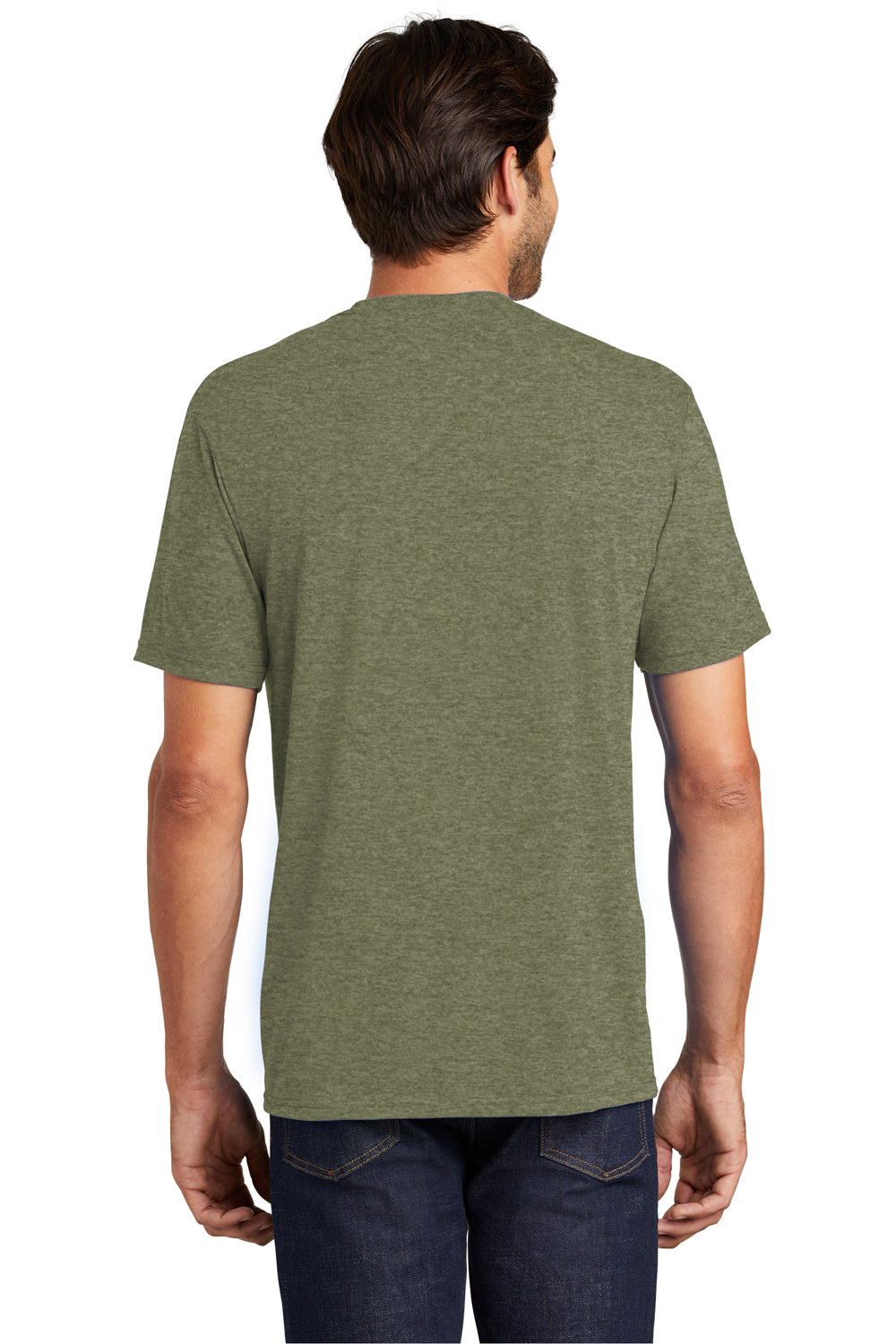 District DM130 Mens Perfect Tri Short Sleeve Crewneck T-Shirt Military Green Frost Back