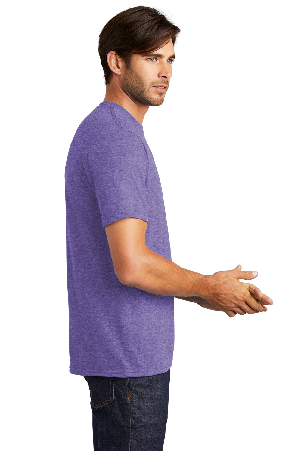 District DM130 Mens Perfect Tri Short Sleeve Crewneck T-Shirt Purple Frost Side