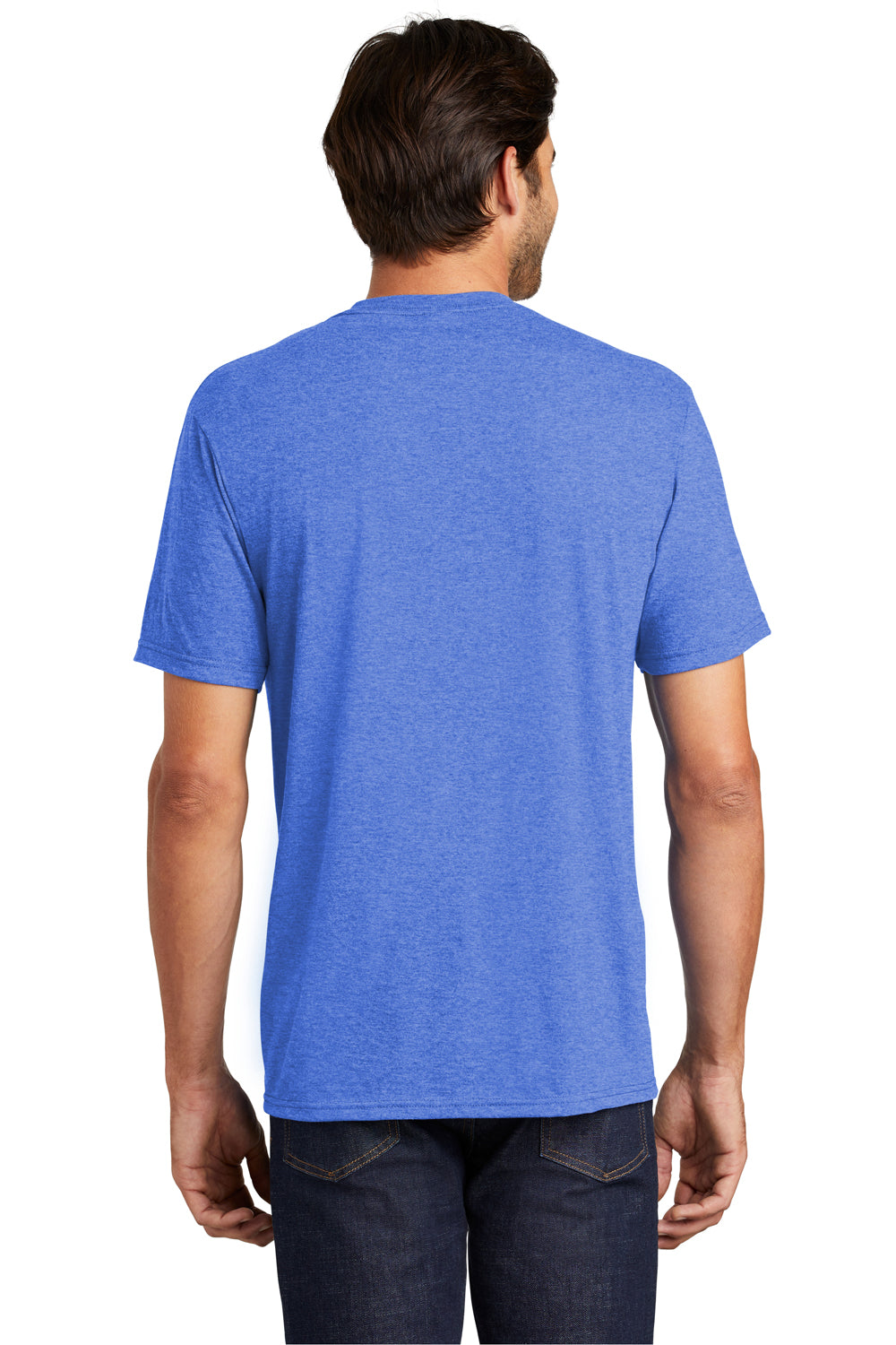 District DM130 Mens Perfect Tri Short Sleeve Crewneck T-Shirt Royal Blue Frost Back