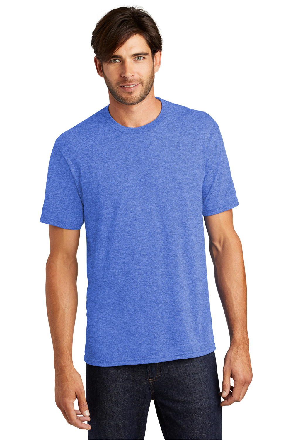 District DM130 Mens Perfect Tri Short Sleeve Crewneck T-Shirt Royal Blue Frost Front