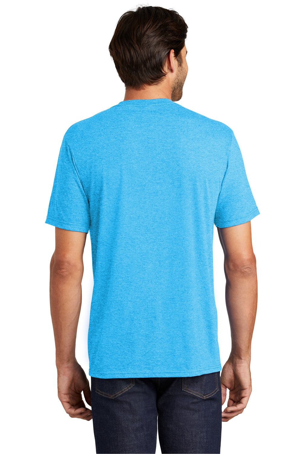 District DM130 Mens Perfect Tri Short Sleeve Crewneck T-Shirt Turquoise Blue Frost Back