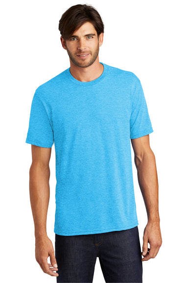 District DM130 Mens Perfect Tri Short Sleeve Crewneck T-Shirt Turquoise Blue Frost Front