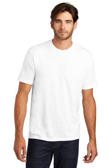District DM130 Mens Perfect Tri Short Sleeve Crewneck T-Shirt White Front
