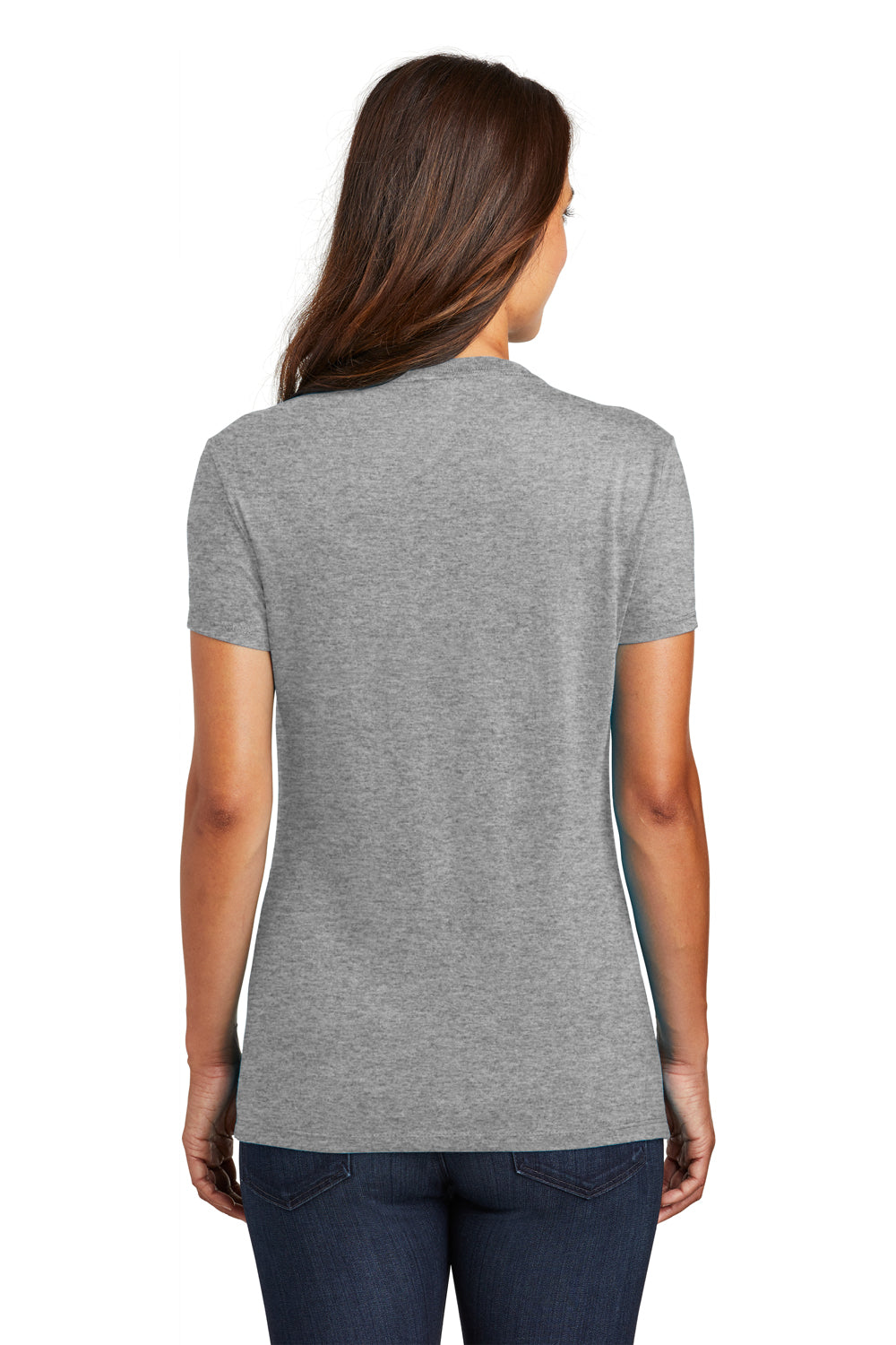 District DM130L Womens Perfect Tri Short Sleeve Crewneck T-Shirt Grey Frost Back