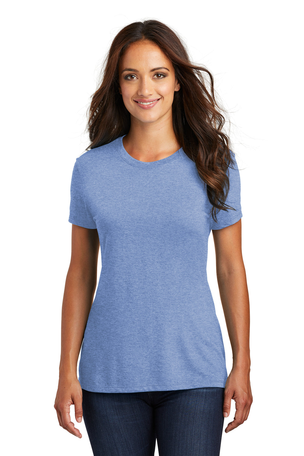 District DM130L Womens Perfect Tri Short Sleeve Crewneck T-Shirt Maritime Blue Frost Front