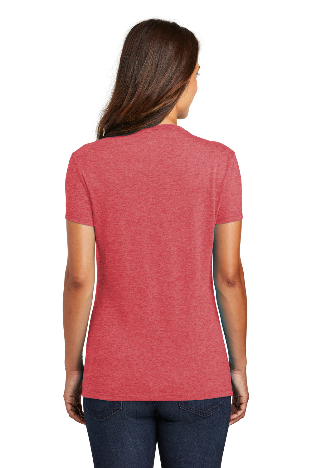 District DM130L Womens Perfect Tri Short Sleeve Crewneck T-Shirt Red Frost Back