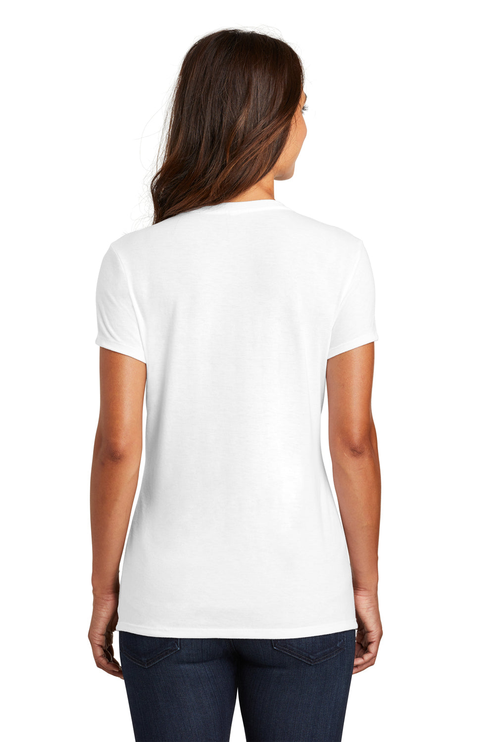 District DM130L Womens Perfect Tri Short Sleeve Crewneck T-Shirt White Back
