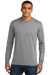 District DM132 Mens Perfect Tri Long Sleeve Crewneck T-Shirt Grey Frost Front