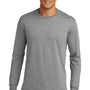 District Mens Perfect Tri Long Sleeve Crewneck T-Shirt - Grey Frost