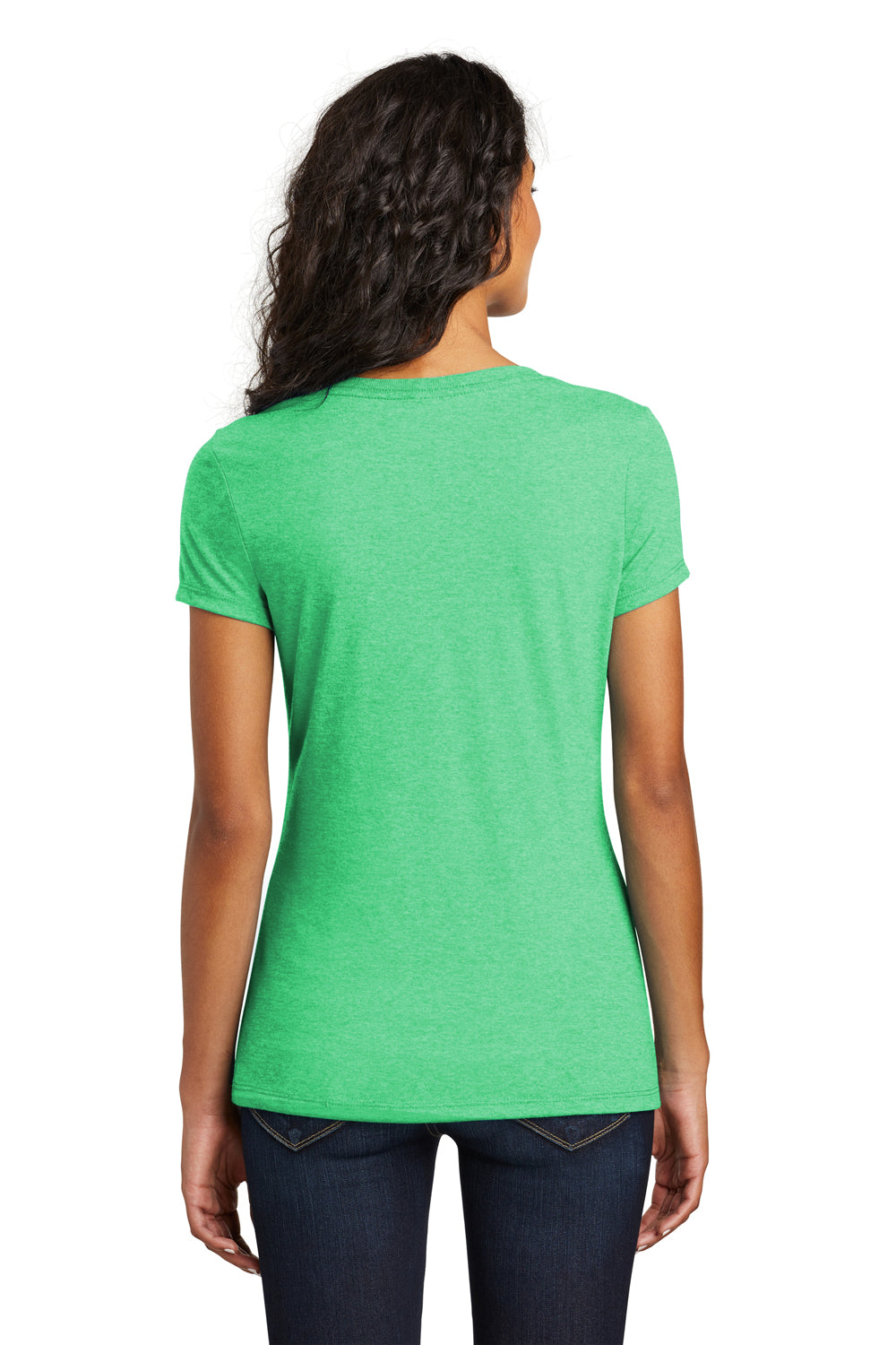 District DM1350L Womens Perfect Tri Short Sleeve V-Neck T-Shirt Green Frost Back