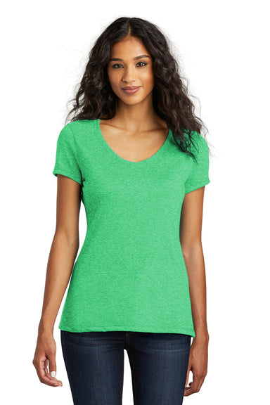 District DM1350L Womens Perfect Tri Short Sleeve V-Neck T-Shirt Green Frost Front